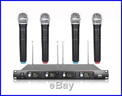 4 Channel 4 Cordless Handheld Mic UHF Wireless Microphone System Metal OD8888 4H