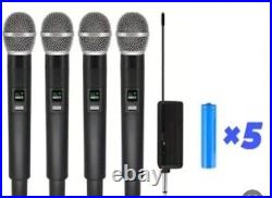 4x Professional Wireless Microphone UHF Cordless Dynamic Karaoke Mic System