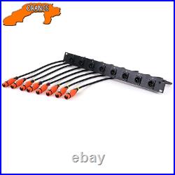 8-Way 1U Cabinet XLR Audio Jumper Rack, 8-Hole 3Pin XLR Male Panel Mount MIC Sock