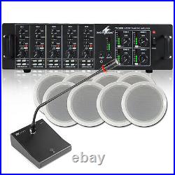 8x Bosch Ceiling Speakers + 100v Line Amplifier + Desktop PA Microphone System