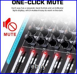 Audio Mixer, 10-Channel Professional Stereo Mixer, 99 DSP Reverb, 7-Band Equa