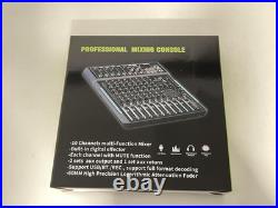Audio Mixer, 10-Channel Professional Stereo Mixer, 99 DSP Reverb, 7-Band Equa