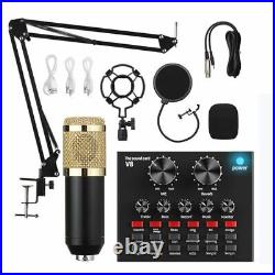 Audio Sound Card Set Studio Condenser Microphone Karaoke Recording Streaming Mic