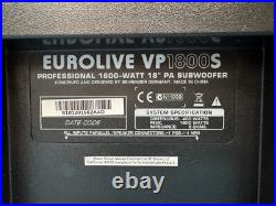 BEHRINGER EUROLIVE VP1800S PROFESSIONAL 1600W 18 / 18 inch PA SUBWOOFER