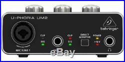 BEHRINGER U-PHORIA UM2 USB 2x2 Audio Interface Guitar / Bass Mac / Windows