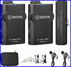 BOYA Wireless Lavalier Lapel Microphone System for iPhone/iPad Dual Clip On Cord