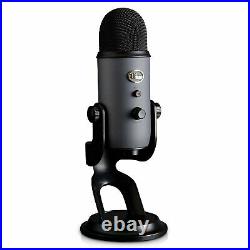 Blue Microphone Yeti USB Microphone (Slate) with Headphones and Knox Pop Filter