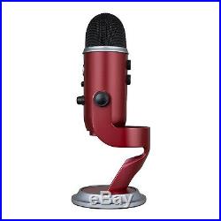 Blue Microphones Yeti Crimson Red USB Mic with Headphones & Knox Gear Pop Filter