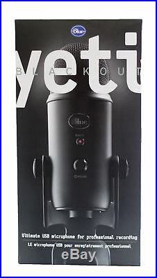 Blue Yeti Blackout Professional Omnidirectional USB Microphone with Stand, Black