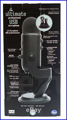 Blue Yeti Blackout Professional Omnidirectional USB Microphone with Stand, Black