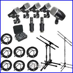 CAD Stage7 7-Piece Drum Mic Pack with Case + 2 Mic & Kick Stands + 7 XLR Cables