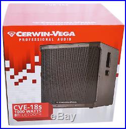 Cerwin Vega CVE-18s 1000 Watt 18 Powered Active DJ PA Subwoofer Sub withBluetooth