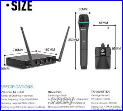 D Debra Audio AU400 PRO UHF 4 Channel Wireless Microphone System with Cordless