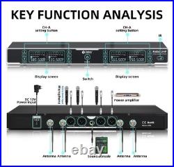 Debra Audio R-404S Pro 4-Channel UHF Wireless Microphone System, Karaoke, Events