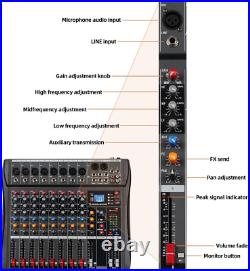 Depusheng DA8 Professional Mixer Sound Board Console 8 Channel Desk System USB