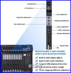 Depusheng DT8 Professional 8 Channel Desk System Mixer Sound Board Console 48V
