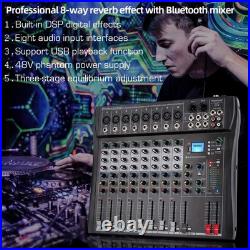 Depusheng DT8 Professional 8 Channel Desk System Mixer Sound Board Console 48V