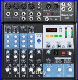 Depusheng MX8 Professional Audio Mixer Sound Board Console 8-Channel Controller