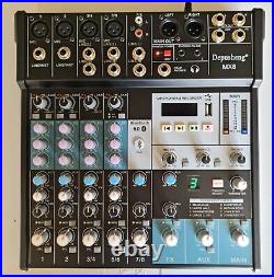 Depusheng MX8 Professional Audio Mixer Sound Board Console 8-Channel Controller