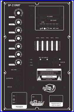 Dolphin SP-210RBT Rechargeable Karaoke Party Speaker System Dual 10 2400W