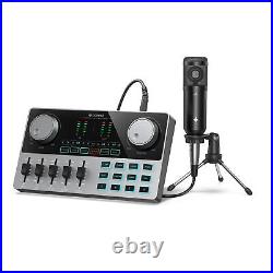 Donner Podcast Equipment Audio Interface Sound Card Mixer + Tripod Microphone