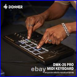 Donner USB-C MIDI Keyboard DJ Controller OLED 25 Key 8 Drum Pads Touch Bar