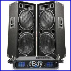 Dual 15 Complete DJ PA Party Disco Speakers + Amplifier Band Sound System 2000W