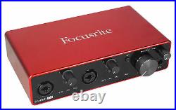 Focusrite SCARLETT 4I4 3rd Gen 192KHz USB Audio Recording Interface+2 XLR Cables
