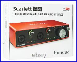 Focusrite SCARLETT 4I4 3rd Gen 192KHz USB Audio Recording Interface+2 XLR Cables