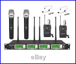 GTD Audio 4x800Ch UHF Diversity Wireless Handheld Lavalier Headset Microphone HL