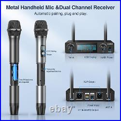 JAMELO Wireless Microphone, Dual UHF Dynamic Microphone Set Handheld Cordless 15
