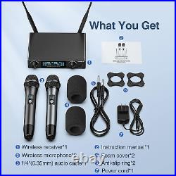 JAMELO Wireless Microphone, Dual UHF Dynamic Microphone Set Handheld Cordless 15