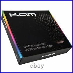 KAM UHF Fixed Twin Channel Wireless Microphones System Karaoke DJ Disco KWM1932