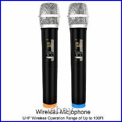 Karaoke Microphone Mixer System Set with Dual UHF Wireless Mic HDMI & AUX In/Out