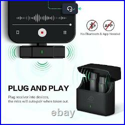 LARKBIRD Plug & Play Dual Wireless Microphone for iPhone with charging case