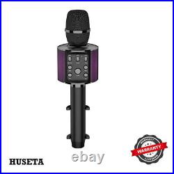 Laser Bluetooth Karaoke Microphone with Built-in Speaker and LED Lights Black