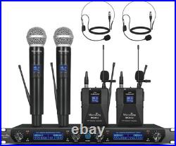 MicrocKing UHF Wireless Microphone System with 2 Handheld Microphones/2 Lavalier