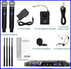 MicrocKing UHF Wireless Microphone System with 2 Handheld Microphones/2 Lavalier