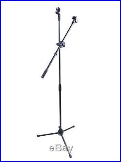 Microphone Stand 360 Degree Rotating Adjustable Height Folding Boom Tripod Clips