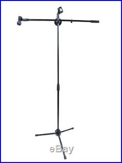 Microphone Stand 360 Degree Rotating Adjustable Height Folding Boom Tripod Clips