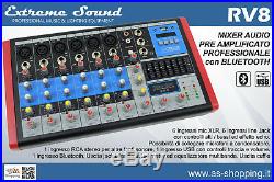 Mixer 8 Canali Professionale Con Usb Bluetooth Effetti Eco Dj Karaoke Pianobar