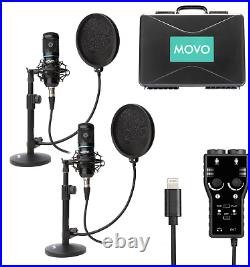 Movo Podcast Bundle for 2 Includes Microphones and Interface + More for iPhone