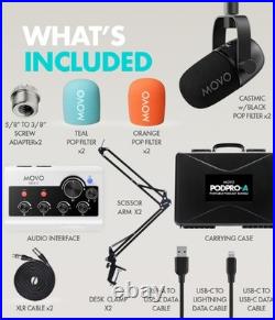 Movo Portable Podcast Equipment Bundle Podcast Kit with Audio and Microphone