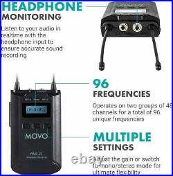 Movo WMX-20-DUO UHF Wireless Lavalier Microphone System with 2 Transmitters