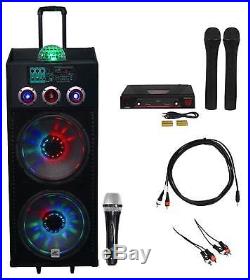 NYC Acoustics Dual 15 Bluetooth Karaoke System+2 Mics 4 ipad/iphone/Android/TV
