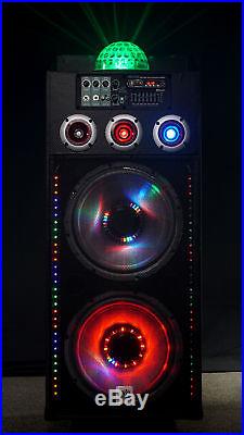 NYC Acoustics N212B Dual 12 700w Powered DJ Party Speaker Bluetooth, Lights+Mic