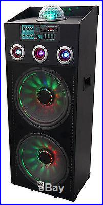 NYC Acoustics N215A Dual 15 800w Powered DJ Party Speaker Bluetooth, Lights+Mic