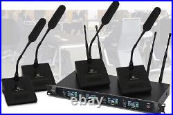 New 4 Channel Wireless Conference System Gooseneck Microphones