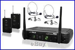 New PDWM3400 UHF Wireless Microphone System With 2 Lavalier 2 Headset Microphones