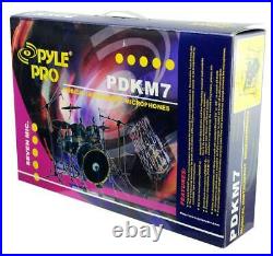 New Pyle Pro PDKM7 7 Piece Microphones Wired Drum Kit withMounting Accesories+Case